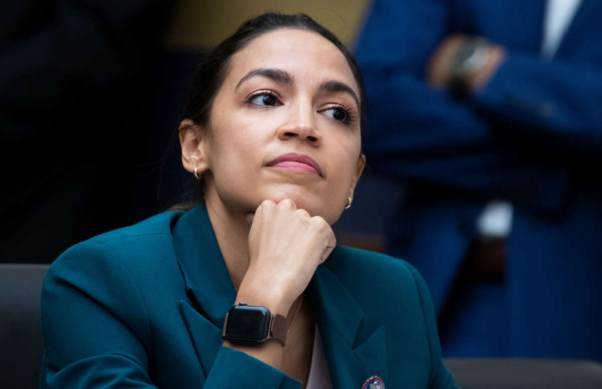 Rep. Alexandria Ocasio-Cortez listens to testimony in Rayburn Building at the U.S. Capitol on July 20, 2021.