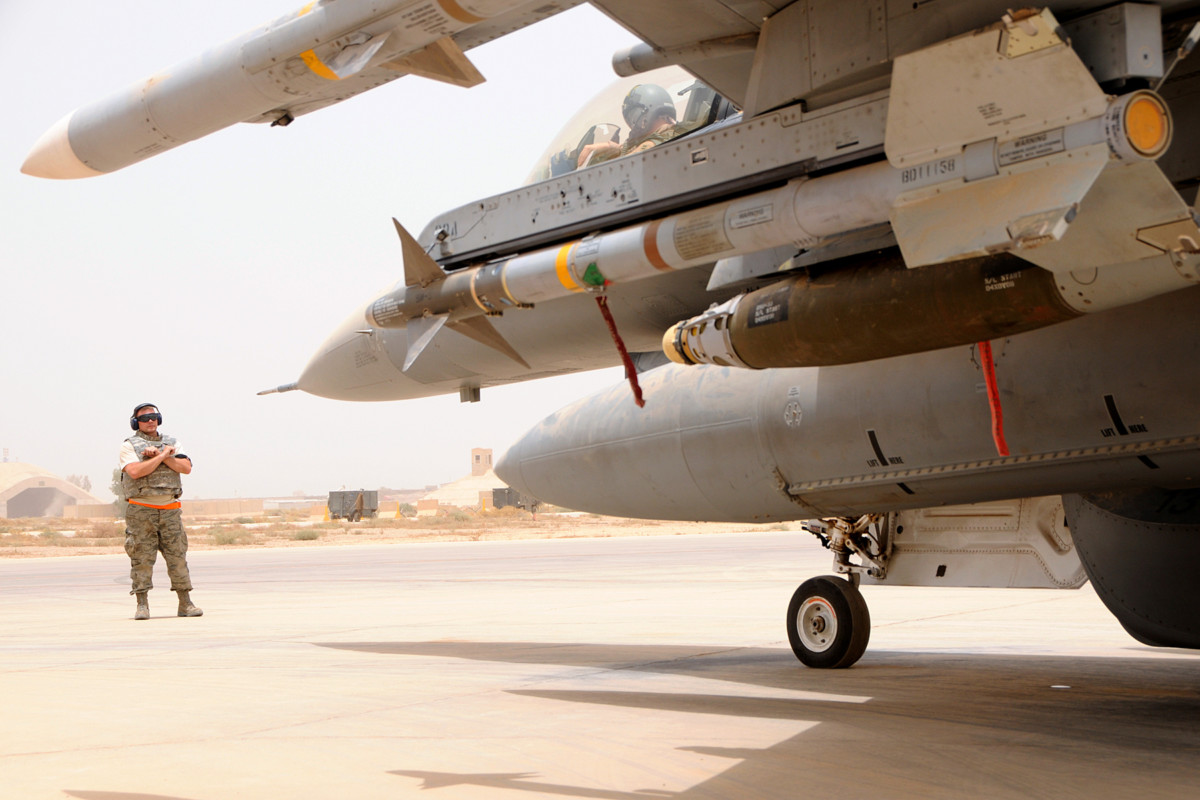 An F-16 Fighting Falcon prepares for takeoff from Joint Base Balad, Iraq, June 8, 2010. Including future costs to care for this country's war vets, a staggering $5.6 trillion has gone to the US "war on terror."