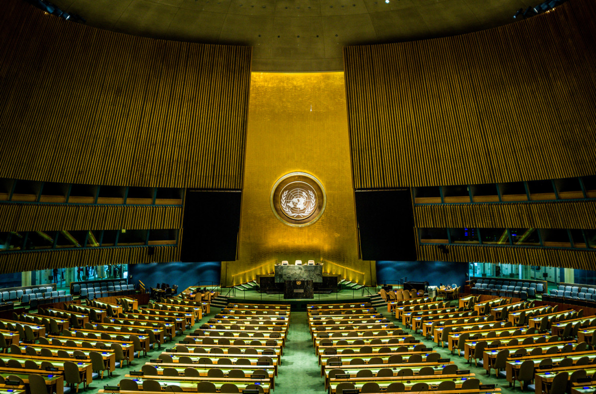 The chamber of the General Assembly at the United Nations.