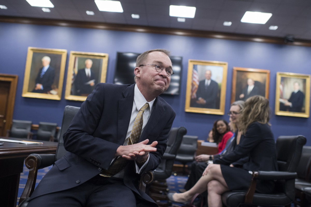 Office of Management and Budget (OMB) Director Mick Mulvaney prepares to testify before a House Appropriations Financial Services and General Government Subcommittee hearing in Rayburn Building on the FY2019 Budget for OMB on April 18, 2018.