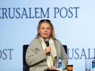 Roseanne Barr interviewed by Dana Weiss during the 7th Annual Jerusalem Post Conference at Marriott Marquis Hotel on April 29, 2018.