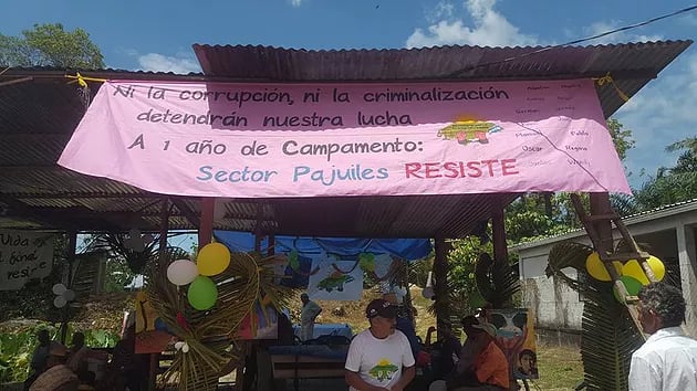 The Pajuiles community protest camp in northern Honduras celebrates its one year anniversary on March 22, 2018.