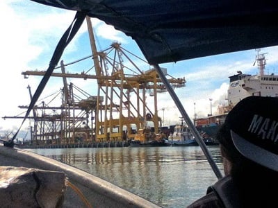 Construction of this international port, Colombia's most important, violently displaced dozens of waterfront fishing communities. According to our local guide, many of these sites sit on top of mass graves filled with the bodies of former residents who fought to defend this area. 