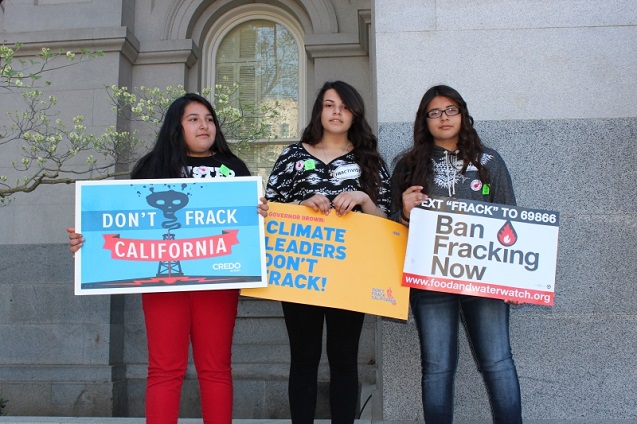 Young fractivists, the Breedlove Family from the Tule River Indian Reservation, say Ban Fracking Now! (Photo by Dan Bacher)