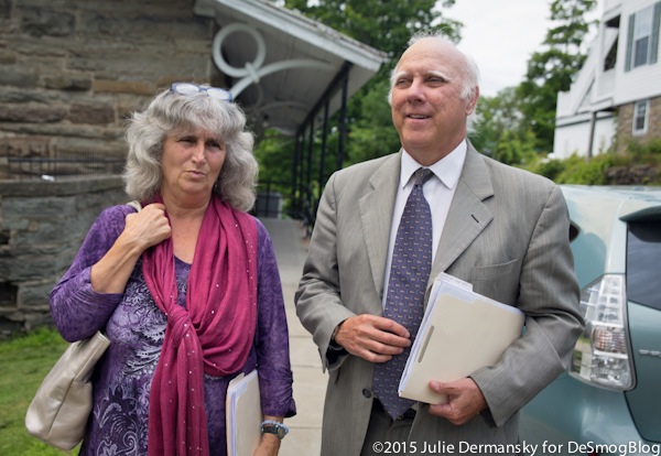 Vera Scroggins leaves hearing with her lawyer Gerald Kinchy in Montrose, PA after signing the agreement. (Photo: 2015 Julie Dermansky)