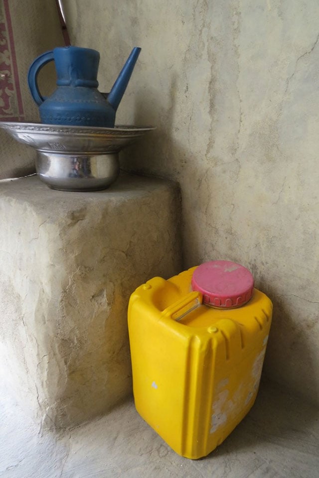 The pitcher and basin are ever-ready for the washing of hands before meals. (Photo: Dr. Hakim)