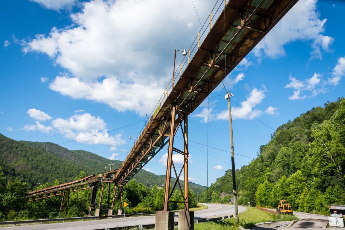 A picture of a coal conveyor in Harlan, Kentucky, taken on July 9, 2017.