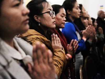 Members of the Queens Nepalese community participate in the Buddha Jayanti festival on April 29, 2018 in the Queens borough of New York City. The Trump administration announced April 26 the end of temporary protected status (TPS) for immigrants from Nepal.