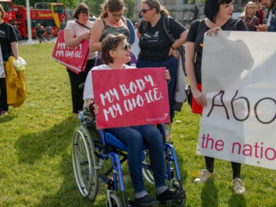 Pro-choice groups and supporters protested in London, UK, on June 5, 2018, to regulate abortion in Northern Ireland.