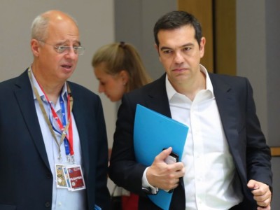 Prime Minister of Greece Alexis Tsipras (R) attends European Union Leaders' Summit in Brussels, Belgium on June 29, 2018.