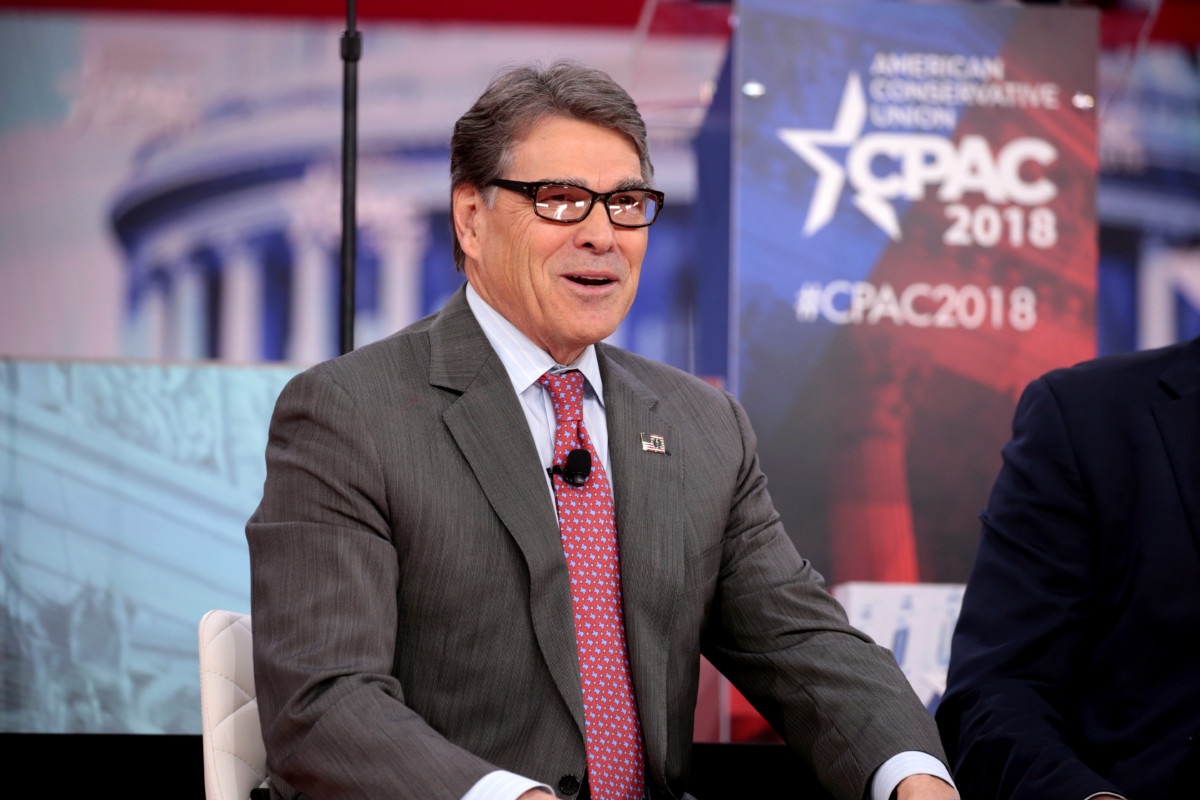 U.S. Secretary of Energy Rick Perry speaking at the 2018 Conservative Political Action Conference (CPAC) in National Harbor, Maryland.