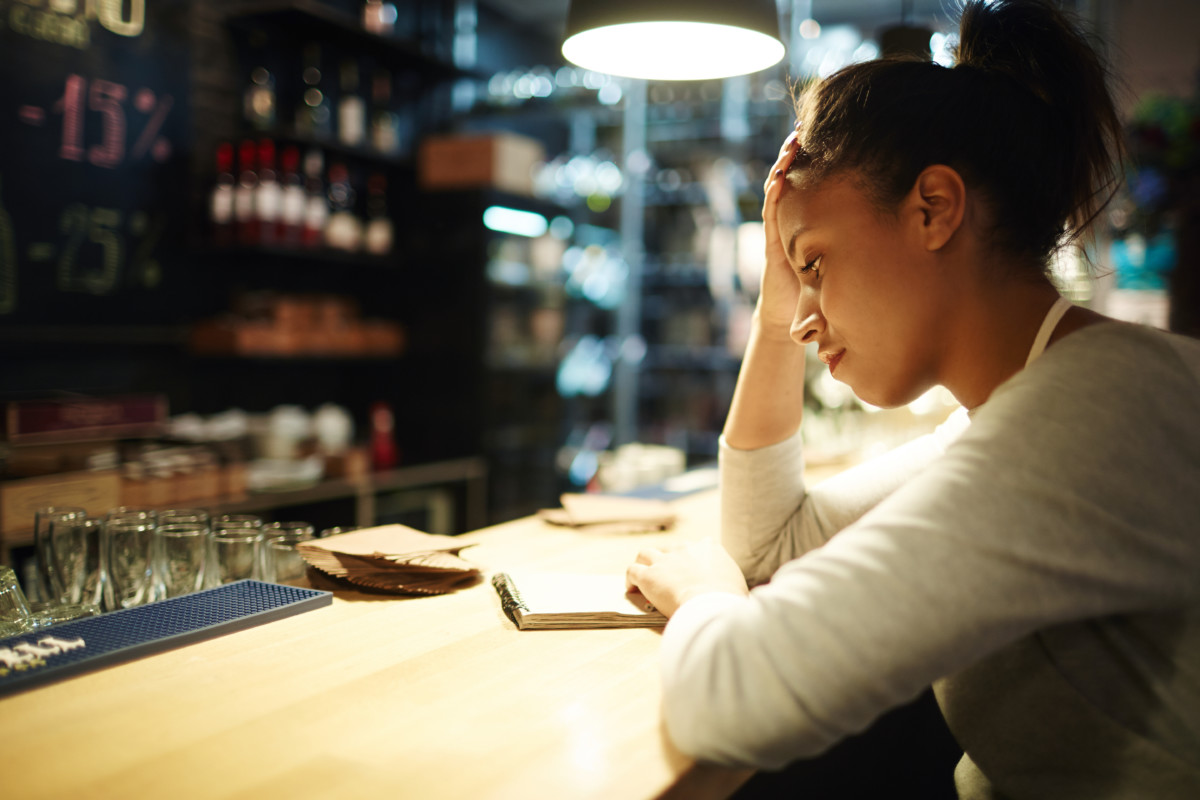 Waitress at end of shift