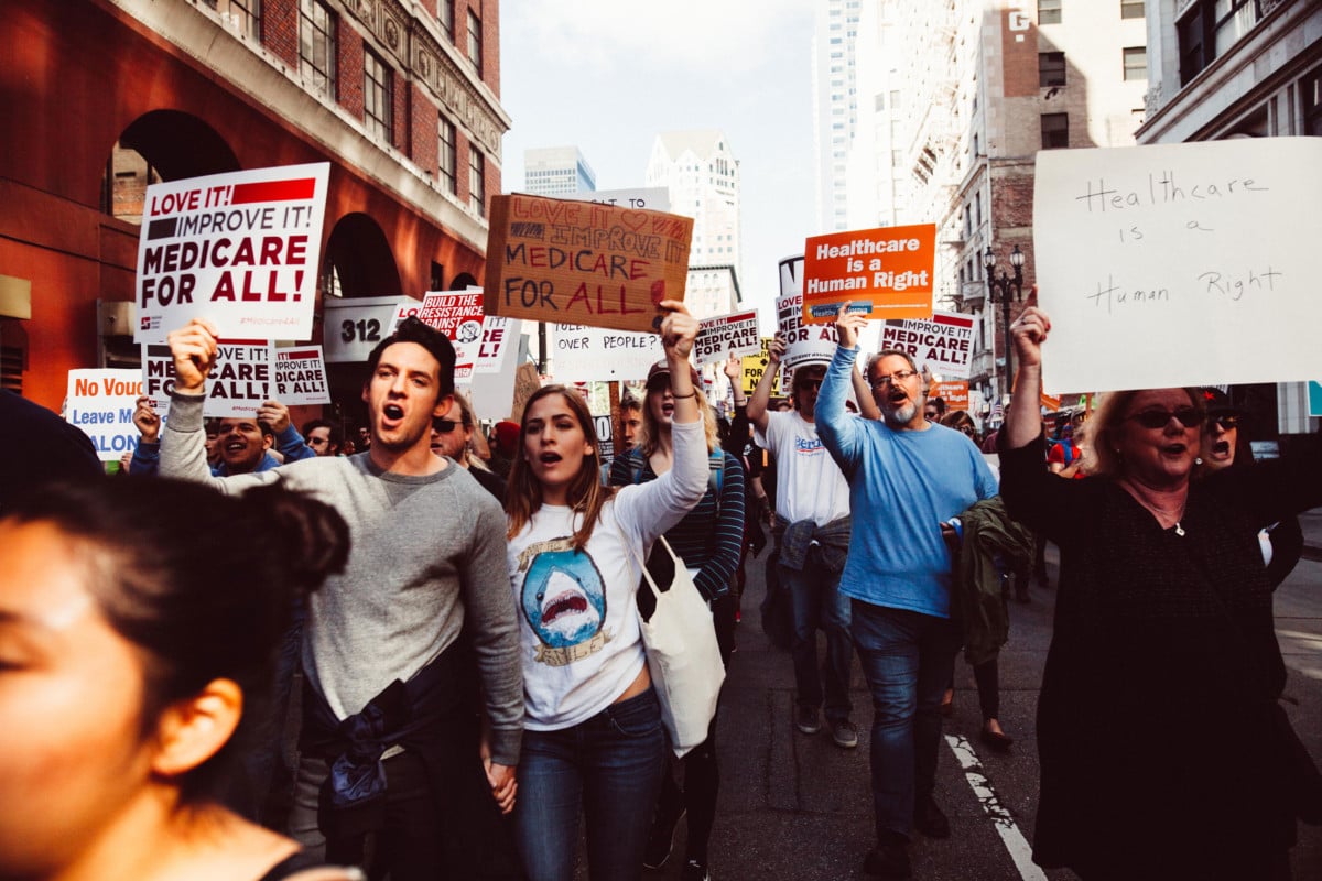 A rally in support of Medicare for All in Los Angeles, California, February 2017.