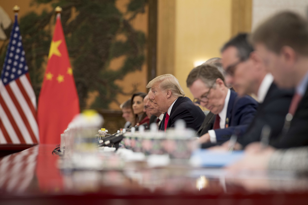 President Donald Trump attends a bilateral meeting with China's President Xi Jinping at the Great Hall of the People in Beijing on November 9, 2017.