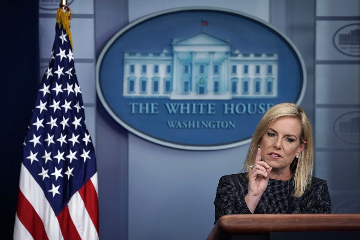 Secretary of Homeland Security Kirstjen Nielsen speaks on migrant children being separated from parents at the southern border during a White House daily news briefing at the James Brady Press Briefing Room of the White House June 18, 2018, in Washington, DC.