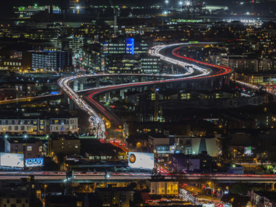 Night traffic in San Francisco, California, January 13, 2017.