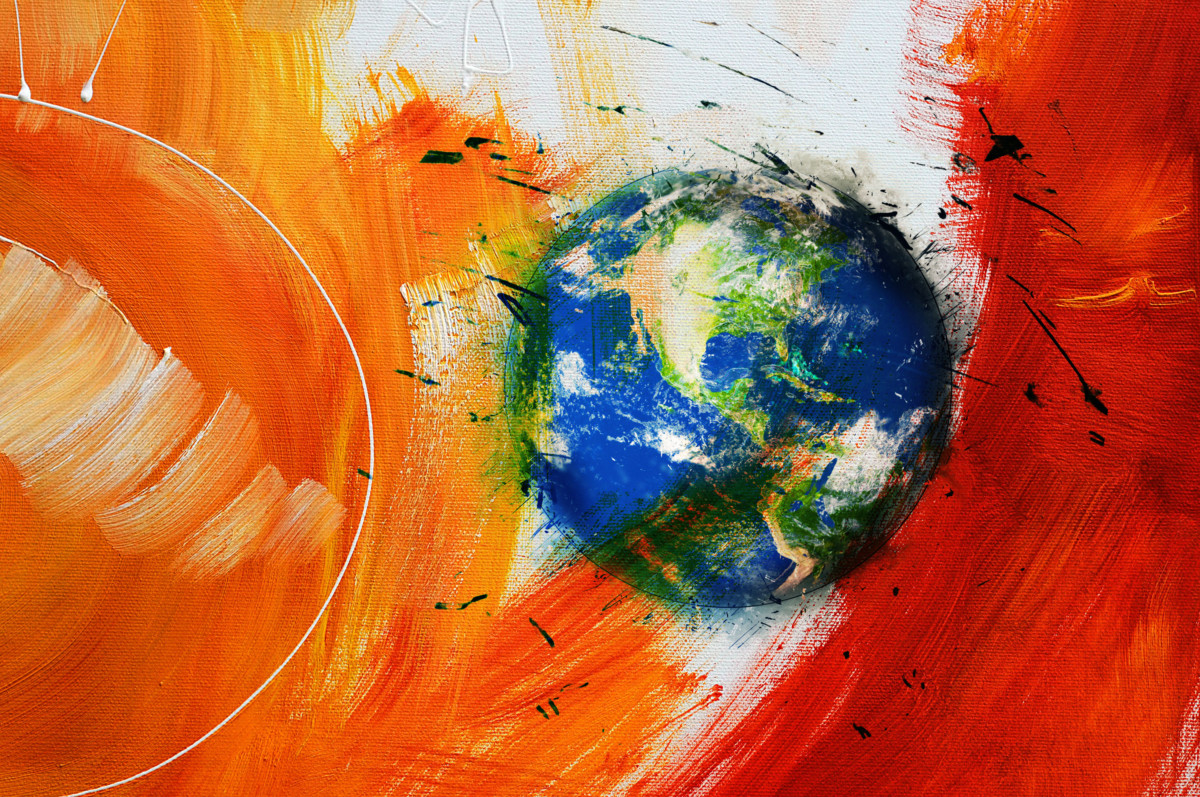 Earth in fiery oil paints