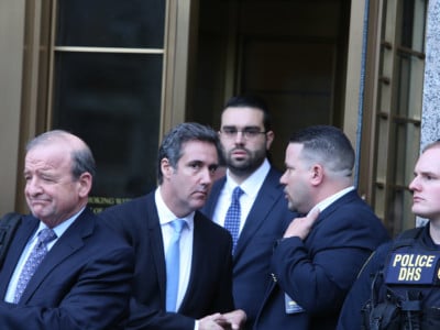 Michael Cohen leaves court after a hearing in Lower Manhattan, April 16, 2018.