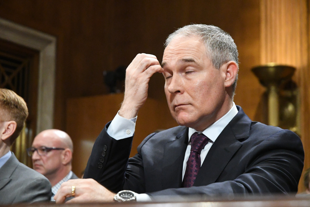 Scott Pruitt testifies at his confirmation hearing at the Senate Environment and Public Works committee in Washington, DC, January 18, 2017.