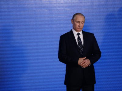 President of the Russian Federation Vladimir Putin speeks at the Primorsky Oceanarium as part of the Eastern Economic Forum in 2017 at Vladivostok, Russia.