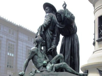 The "Early Days" pier at the base of the Pioneer Monument stands in the Civic Center of San Francisco, CA.