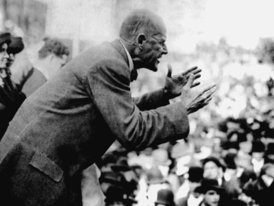 Eugene V. Debs, a leading member of the Socialist Party, delivers an anti-war speech in Canton, Ohio, on June 16, 1918.