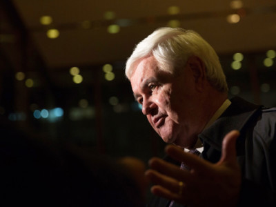 Former US Rep. Newt Gingrich addresses the press following his visit with President-elect Donald Trump at Trump Tower on November 21, 2016, in New York City. Gingrich is listed on the invite for ALEC's 45th Gala.