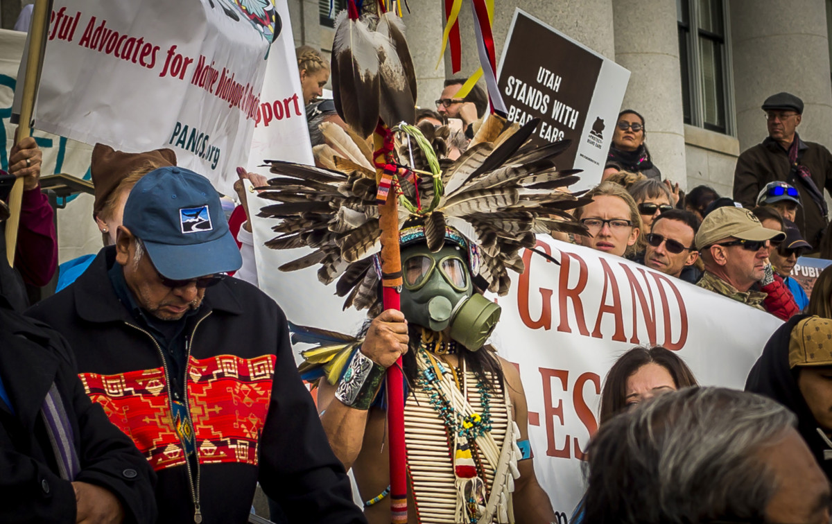 Thousands of people converged on the steps of Utah's state capitol building to protest President Trump's plan to shrink protected areas across the country, including two areas in Utah: Bears Ears and the Grand-Staircase Escalante National Monuments.