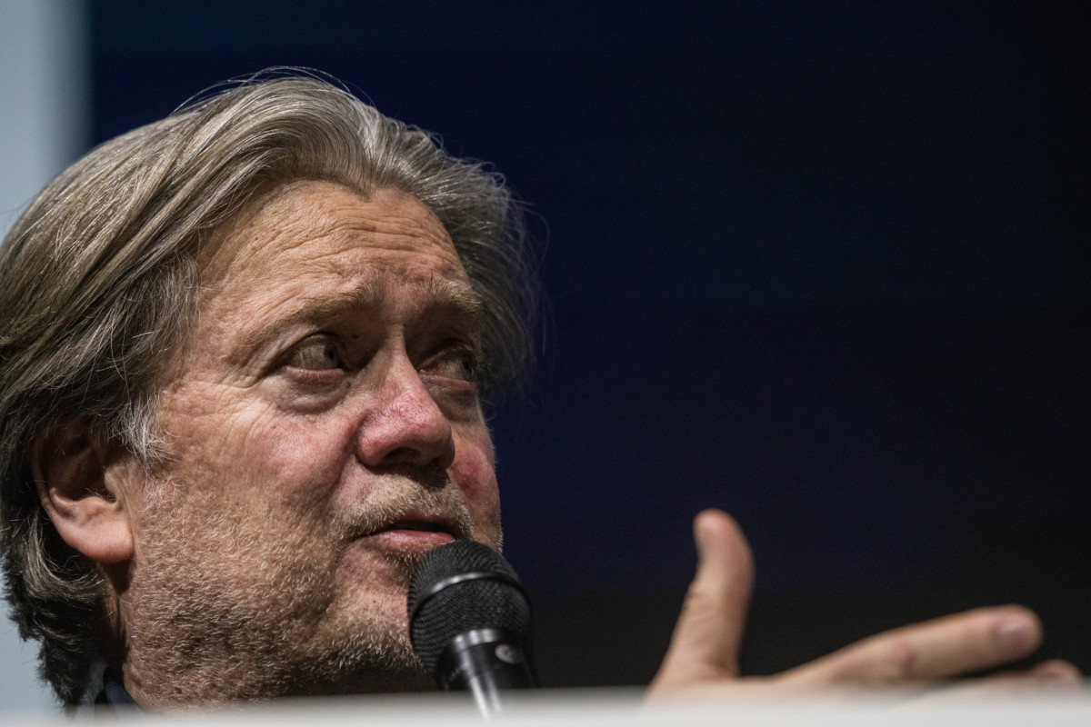 Steve Bannon, the former chief strategist for President Trump, speaks at an event hosted by the right-wing Swiss weekly magazine Die Weltwoche on March 6, 2018, in Zurich, Switzerland.