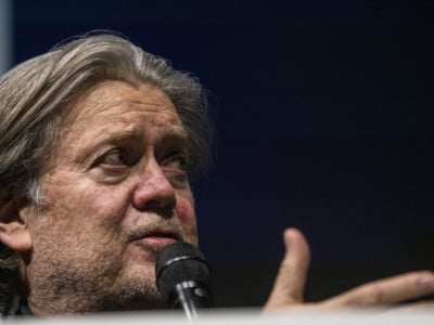 Steve Bannon, the former chief strategist for President Trump, speaks at an event hosted by the right-wing Swiss weekly magazine Die Weltwoche on March 6, 2018, in Zurich, Switzerland.