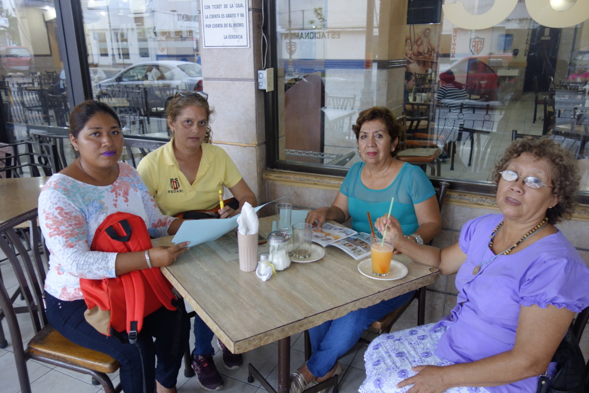 The collective meet regularly for solidarity, to discuss their cases, and to address local media to ensure those who were disappeared remain in the media's eye. Some have lost sons, others brothers; a common loss and desire for closure brings them together. Pictured here (from left to right) are Lidia Lara, Malu Peña, Yolanda Alegria and Malena Aguilar.