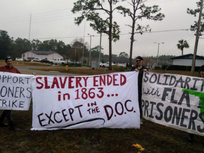 Supporters of Florida's prison strike rally in January.