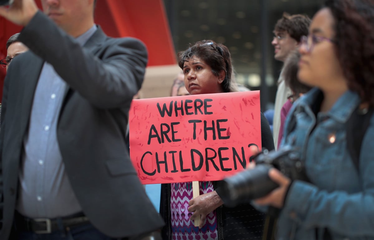 Demonstrators protest the Trump administration policy that enables federal agents to separate undocumented migrant children from their parents at the border on June 5, 2018, in Chicago, Illinois.