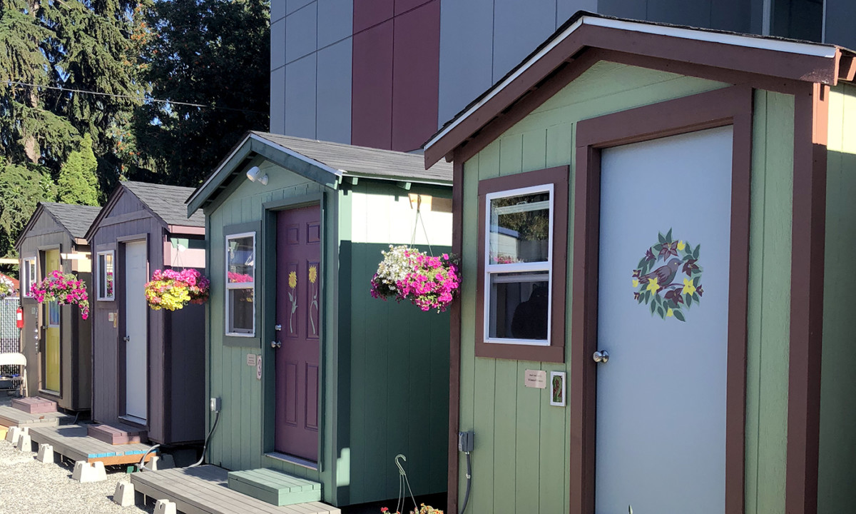 Whittier Heights Village is a community of tiny homes in north Seattle, built largely by women volunteers. When fully occupied, it will house about 20 homeless women and same-sex couples.