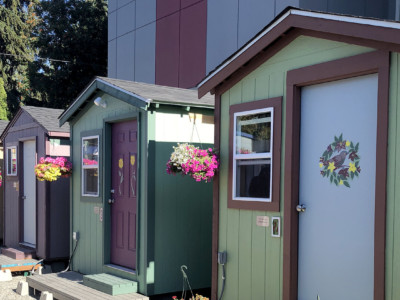 Whittier Heights Village is a community of tiny homes in north Seattle, built largely by women volunteers. When fully occupied, it will house about 20 homeless women and same-sex couples.