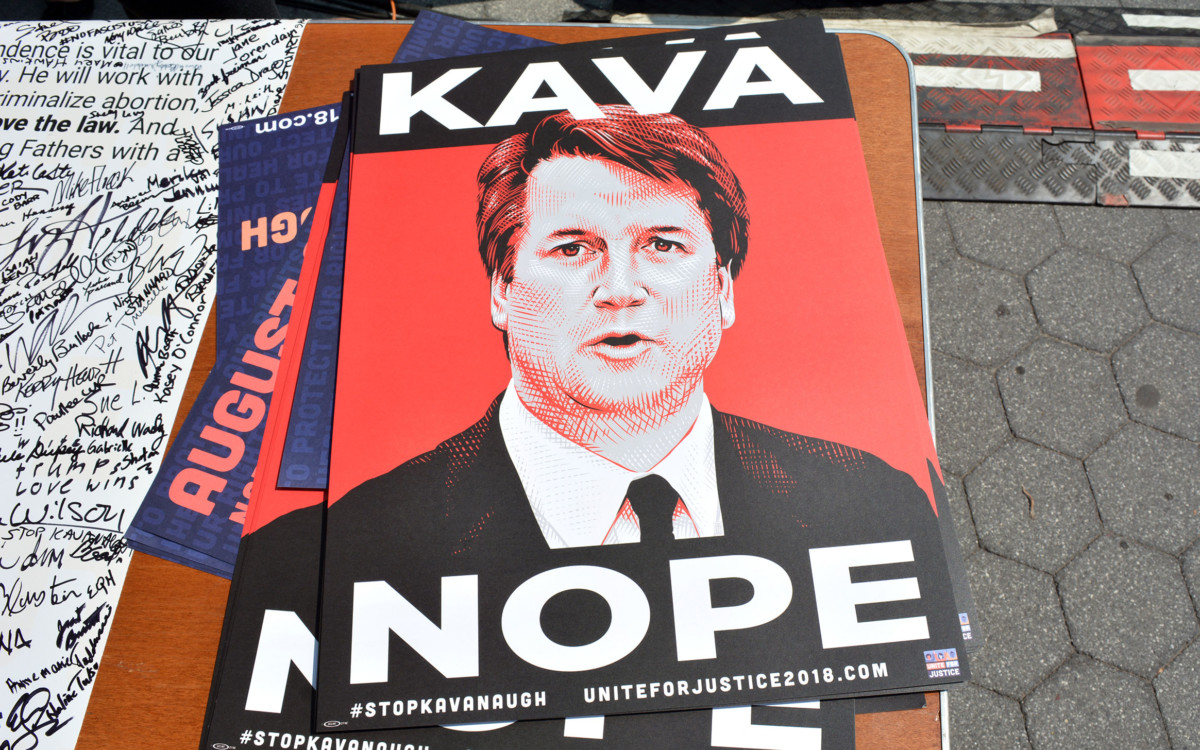 An anti-Kavanaugh sign from a protest in Foley Square, New York City, August 26, 2018.