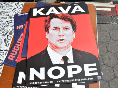 An anti-Kavanaugh sign from a protest in Foley Square, New York City, August 26, 2018.