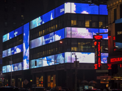 Lehman Brothers Headquarters in midtown Manhattan at night.