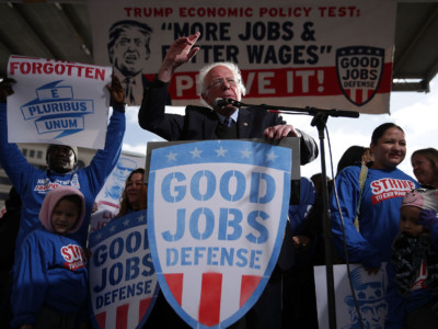 Sen. Bernie Sanders speaks during a rally on December 7, 2016, at Freedom Plaza in Washington, DC.