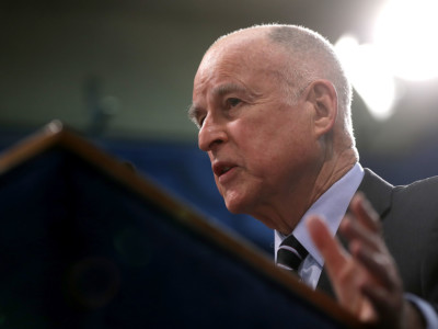 California Gov. Jerry Brown speaks to reporters during a news conference on May 11, 2017 in Sacramento, California.