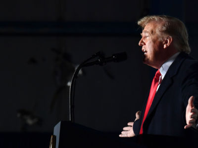 President Donald Trump speaks during an election rally in Murphysboro, Illinois on October 27, 2018.