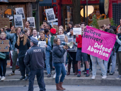 A protest against Brett Kavanaugh in Chicago, Illinois, on October 4, 2018.
