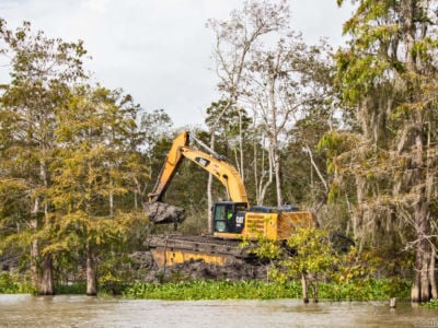 Ongoing construction of the Bayou Bridge pipeline in Louisiana’s Atchafalaya Basin.