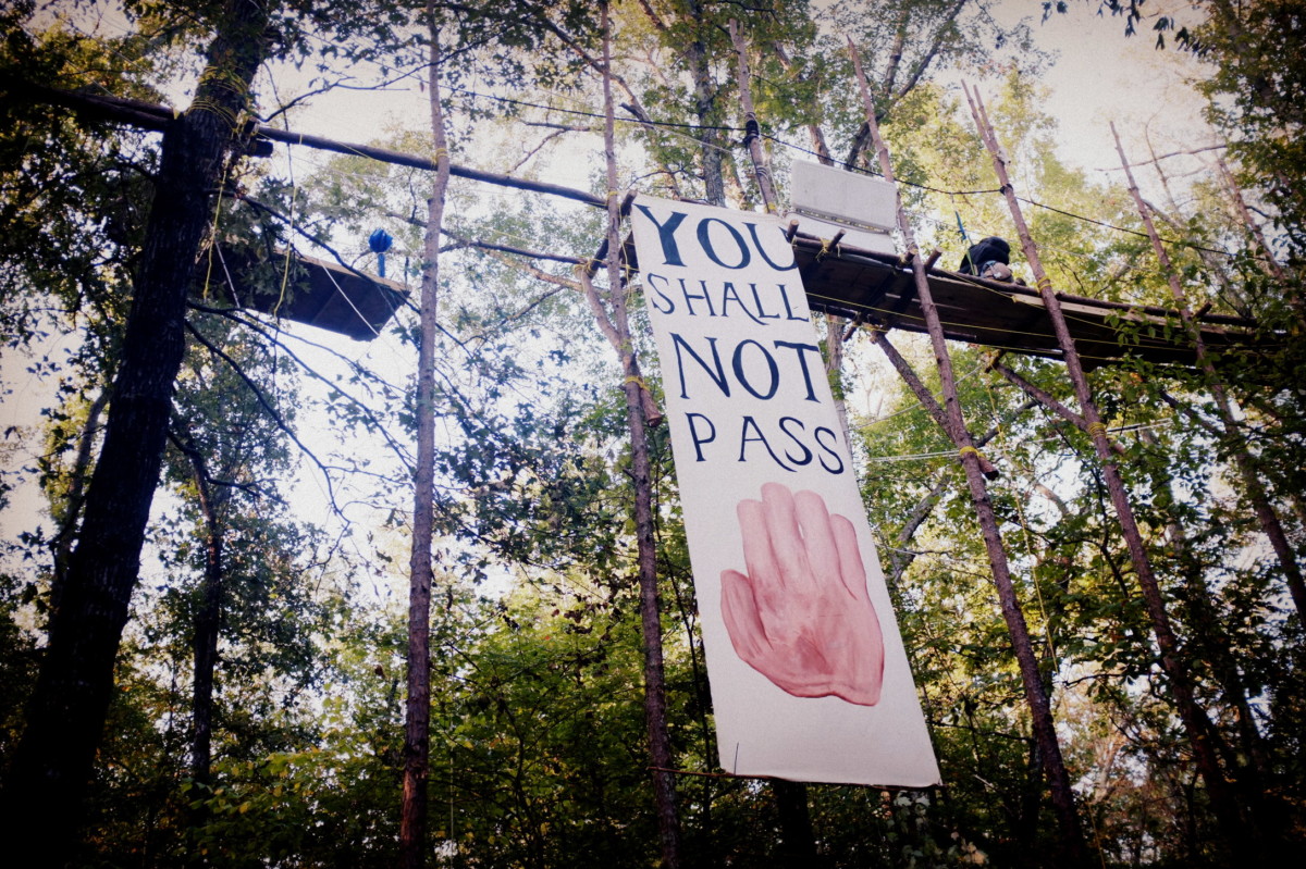 A demonstration against Tar Sands pipeline