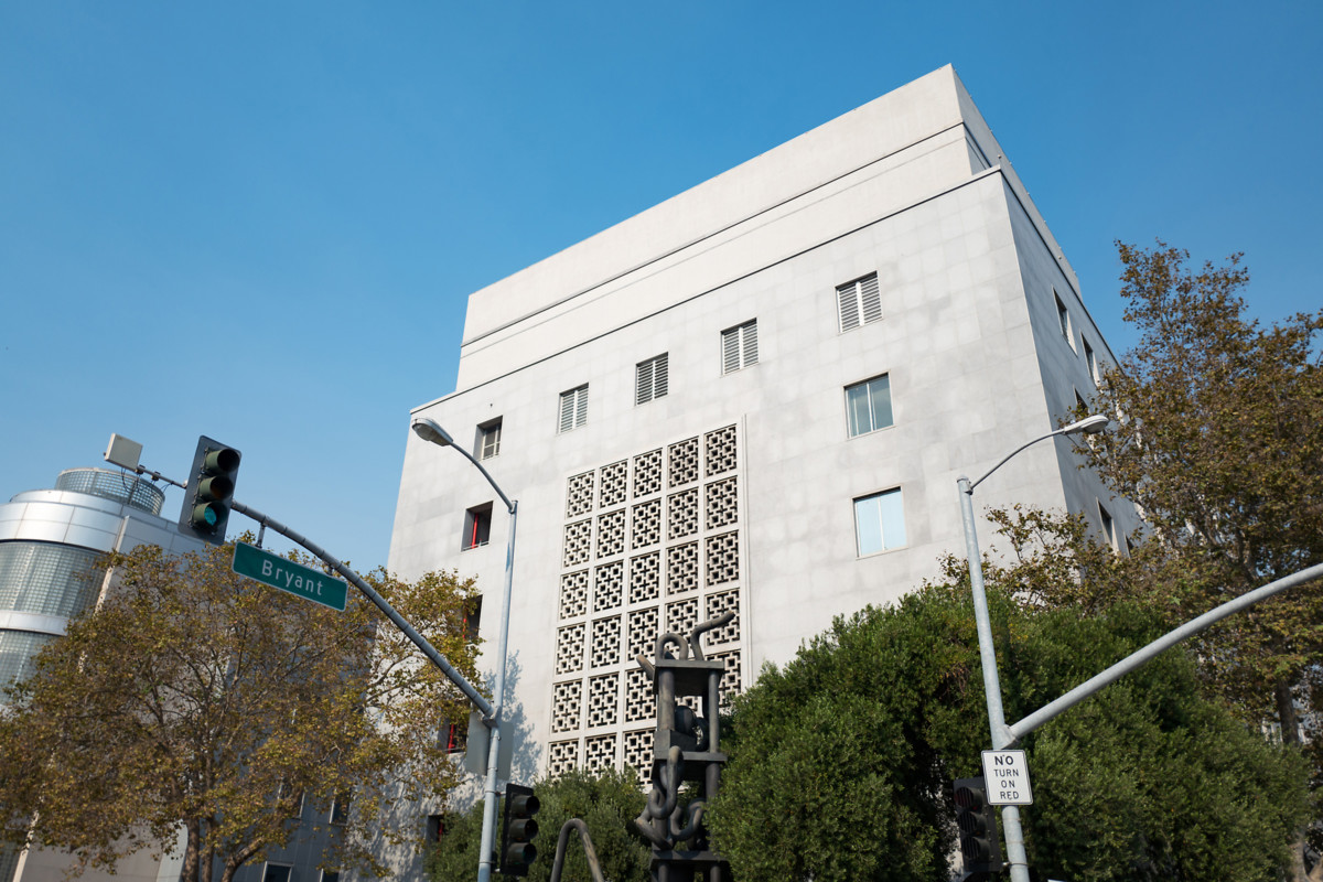 The facade of the San Francisco Hall of Justice, a courthouse which is part of the criminal court of the city of San Francisco, California, on October 13, 2017.