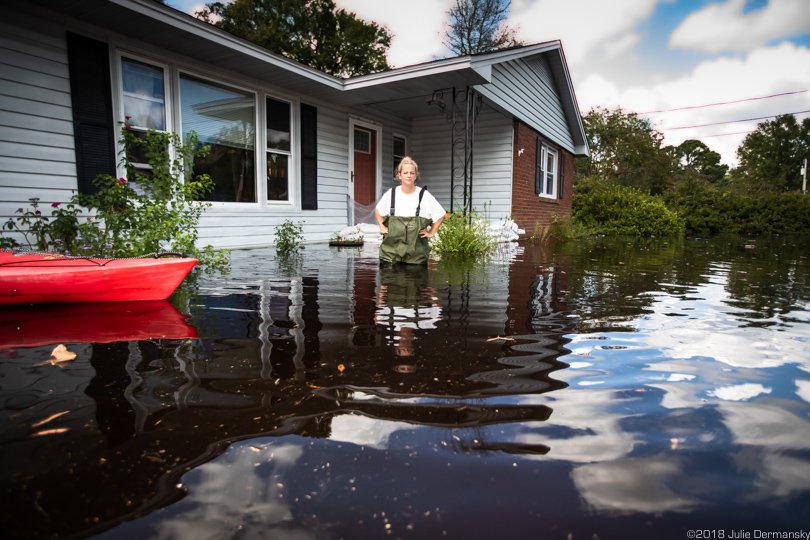 April O’Leary, in front of her flooded home in Conway, South Carolina, on September 26.