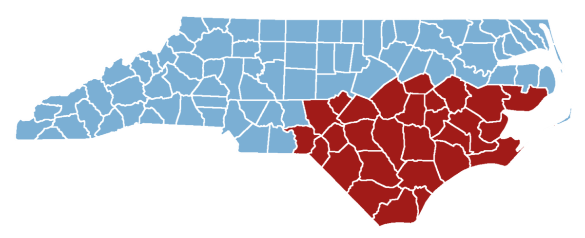 This North Carolina State Board of Elections map shows the 28 Florence-stricken counties where the voter registration deadline has been extended from Friday, Oct. 12, to Monday, Oct. 15. They are Beaufort, Bladen, Brunswick, Carteret, Columbus, Craven, Cumberland, Duplin, Greene, Harnett, Hoke, Hyde, Johnston, Jones, Lee, Lenoir, Moore, New Hanover, Onslow, Pamlico, Pender, Pitt, Richmond, Robeson, Sampson, Scotland, Wayne, and Wilson.