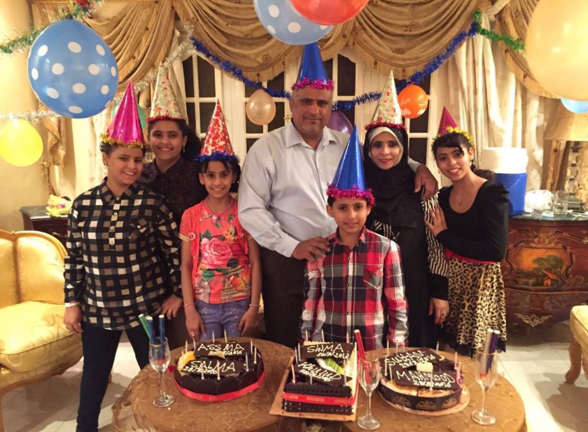 Riyadh Alhirdi and his family in Egypt in July 2017 celebrating everyone’s birthdays. This is the only time he’s seen his family over the past eight years of trying to procure asylum for them.