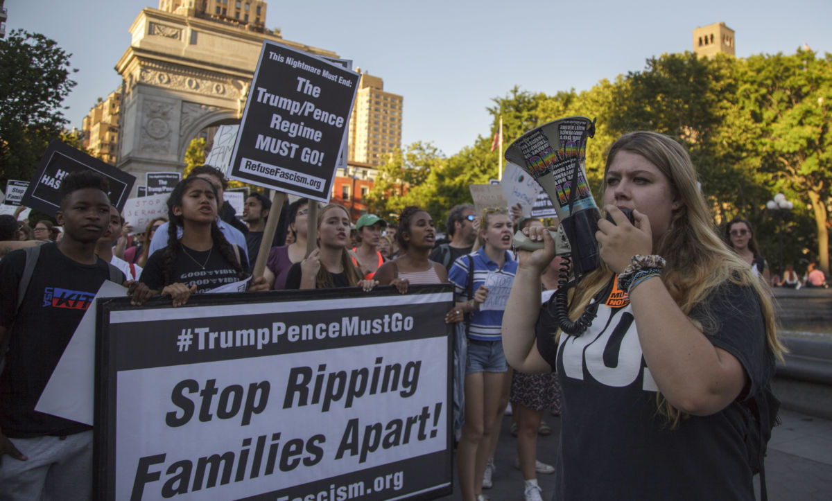 Protesters marched down the avenues of New York to stand against deportations and Immigration and Customs Enforcement in New York City, on June 19, 2018.