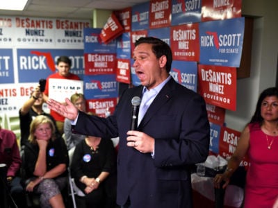Republican gubernatorial candidate Ron DeSantis attends a campaign event at Hillsborough Victory Office on November 2, 2018, in Tampa, Florida.